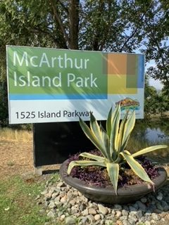McArthur Island Entry Sign, Colleen Stainton